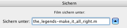 Sichern Dialog mit QuickTime Plugin